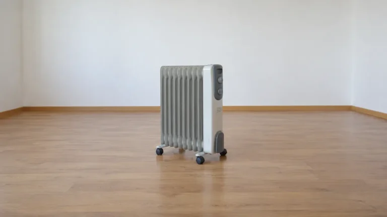 Samostatné elektrické topidlo ve volném prostoru běžné místnosti.
